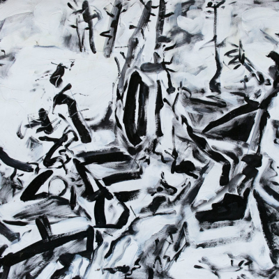 Burned Forest Burned Forest - Landscapes | acrylic on paper | 20"x30" by Chris Harris, artist on Pender Island