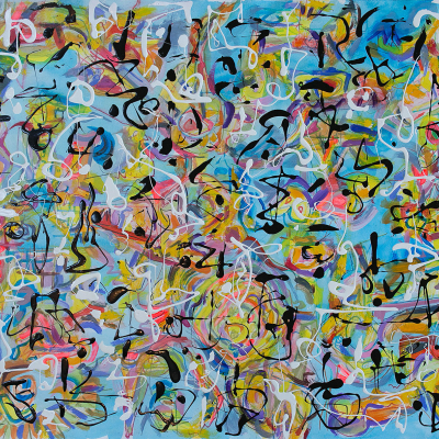 Kootenay Fall Kootenay Fall - Metis Poems | acrylic on canvas | 84"x60" by Chris Harris, artist on Pender Island