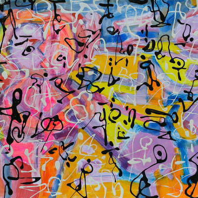 Metis Landscape Poem #4 Metis Landscape Poem #4 - Metis Poems | acrylic on paper | 30"x22" by Chris Harris, artist on Pender Island