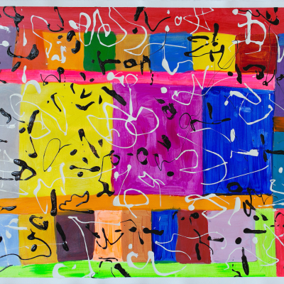 Metis Seascape Poem Metis Seascape Poem - Metis Poems | acrylic on paper | 30"x22" by Chris Harris, artist on Pender Island