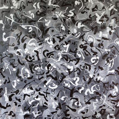 Metis Poem Black & White Metis Poem Black & White - Metis Poems | acrylic on canvas | 60"x80" by Chris Harris, artist on Pender Island