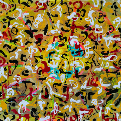 Nana's Shield Poem Nana's Shield Poem - Metis Poems | acrylic on paper | 30"x22" by Chris Harris, artist on Pender Island