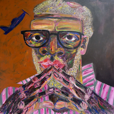 Jim Jim - Portraits | acrylic on canvas | 60"x60" by Chris Harris, artist on Pender Island