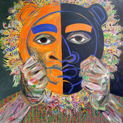 Rick Rick - Portraits | acrylic on canvas | 60"x60" by Chris Harris, artist on Pender Island