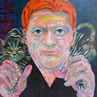 Sam Sam - Portraits | acrylic on canvas | 60"x60" by Chris Harris, artist on Pender Island